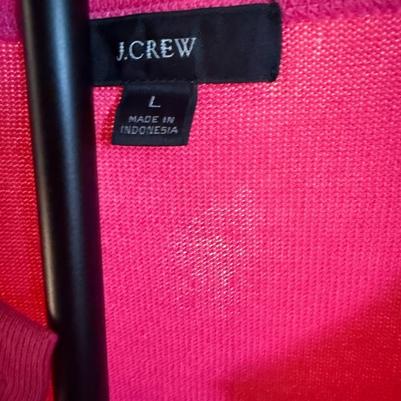 J. Crew Vibrant Pink cardigan trendy casual fall winter office wear size large - Picture 4 of 5